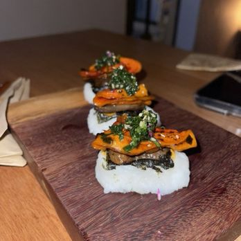 Aliado Bar & Aperitivo - Papaya/eggplant nigiri - Coffee & Tea Near Me - San Juan, Puerto Rico