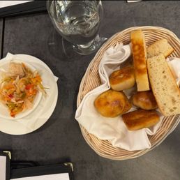 Bread and a side of vegetables
