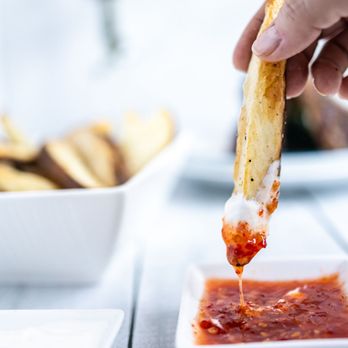 Zanotto's Willow Glen Market - Air-fried potato wedges w/ sour cream and sweet chili sauce - Grocery Near Me - San Jose, California Zanotto's Willow Glen Market - Air-fried potato wedges w/ sour cream and sweet chili sauce - Grocery Near Me - San Jose, California