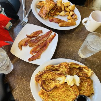 Rosine's Restaurant - Sour dough french toast and chili egg puff (like a quiche with jalapeño (really good) - American Near Me - Monterey, California Rosine's Restaurant - Sour dough french toast and chili egg puff (like a quiche with jalapeño (really good) - American Near Me - Monterey, California