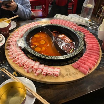 Chengdu Memory - Beef and lamb platter, tomato and spicy soup bases - Hot Pot Near Me - Seattle, Washington