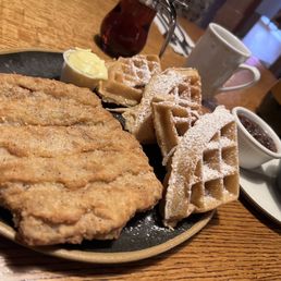 Chicken fried steak and waffles Chicken fried steak and waffles