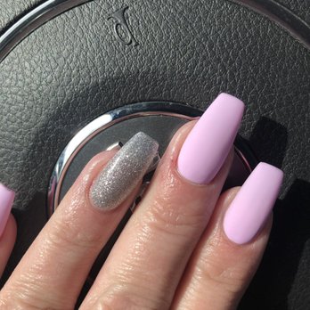 File U Fancy Nails - Matte pink with silver glitter accent - Nail Salons Near Me - Gresham, Oregon