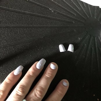 Nails Etc - My nails after 3 DAYS!!!! Acrylic gels should stay on for atleast a week!!!!! Absolutely horrible don't not go here! - Nail Salons Near Me - Washington, DC, District of Columbia