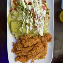 Enchiladas with all three sauces!! I like all of them so this option made the best sense. Of the three, that green sauce was AWESOME!!