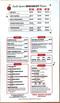 Menu photo 2 South Lanes Pizza La Crosse, WI Menu photo 2 South Lanes Pizza La Crosse, WI