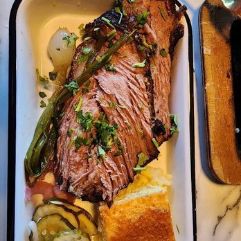 Oak & Ember - The whole brisket with corn bread - Halal Near Me - Ontario, California Oak & Ember - The whole brisket with corn bread - Halal Near Me - Ontario, California