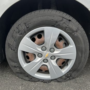 Mountain View Tire & Auto Service - My tire when we made it to the shop - Tires Near Me - Fontana, California