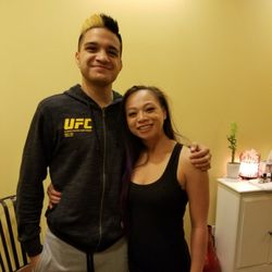 Massage by Zenia - My friend/client, Benito Lopez after winning his UFC debut fight.