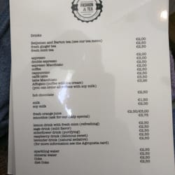Fashion & Tea - Drink menu.