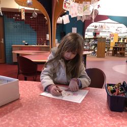 Evanston Public Library - Coloring station at the Evanston Library.