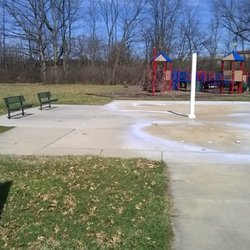 Windsor Village Park - The splash park is missing its equipment....just a support pole is left