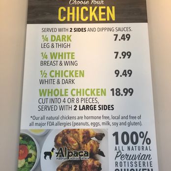 Alpaca Chicken - Choose chicken - Peruvian Near Me - Raleigh, North Carolina