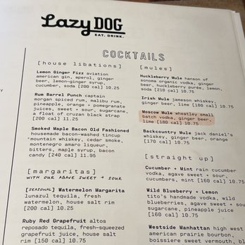 Lazy Dog - Cocktail Menu - New American Near Me - Las Vegas, Nevada