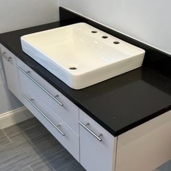 Onyx Marble & Granite - Montana Midnight Quartz vanity top