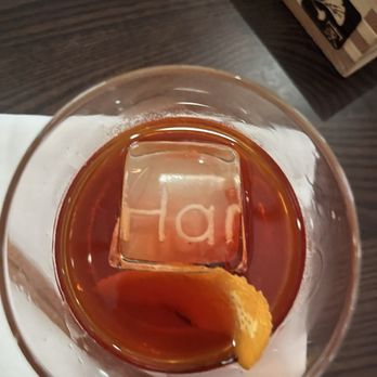 Uchiko Plano - kenja old fashioned- fuji whisky, montenegro, punt e mes, bitters 10/10 - extra points for presentation with the giant engraved ice cube - Japanese Near Me - Plano, Texas Uchiko Plano - kenja old fashioned- fuji whisky, montenegro, punt e mes, bitters 10/10 - extra points for presentation with the giant engraved ice cube - Japanese Near Me - Plano, Texas