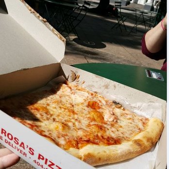 Rosa's Pizza - Two cheese slices to go! $2.20 a slice - can't beat that. Tip: head one block east and enjoy eating it in the park. - Pizza Near Me - Atlanta, Georgia Rosa's Pizza - Two cheese slices to go! $2.20 a slice - can't beat that. Tip: head one block east and enjoy eating it in the park. - Pizza Near Me - Atlanta, Georgia