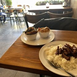 Khao Kang - $18.50: 3 Items: Honey Pork, Red Curry w/ Pork & Bamboo Shoots, Basil Fish Filet, String Beans, Fermented Ginger