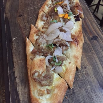 AMBAR Restaurant, Capitol Hill - Pork flatbread- slow cooked pork, baked egg, pickled onion - Modern European Near Me - Washington, DC, District of Columbia AMBAR Restaurant, Capitol Hill - Pork flatbread- slow cooked pork, baked egg, pickled onion - Modern European Near Me - Washington, DC, District of Columbia