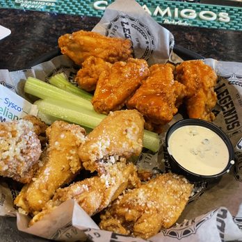 Legends Grill and Bar - Pretty meaty wings. 5 in Garlic Parm and 5 in Buffalo Garlic. - Wine Bars Near Me - Mokena, Illinois