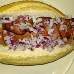 House Of Homemade Sausage - The simple bacon wrapped Hungarian brat on a fresh roll.