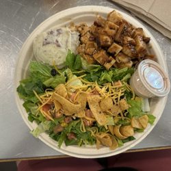 Brown Bag - Teriyaki chicken with southwest salad and red skin mashed potatoes.