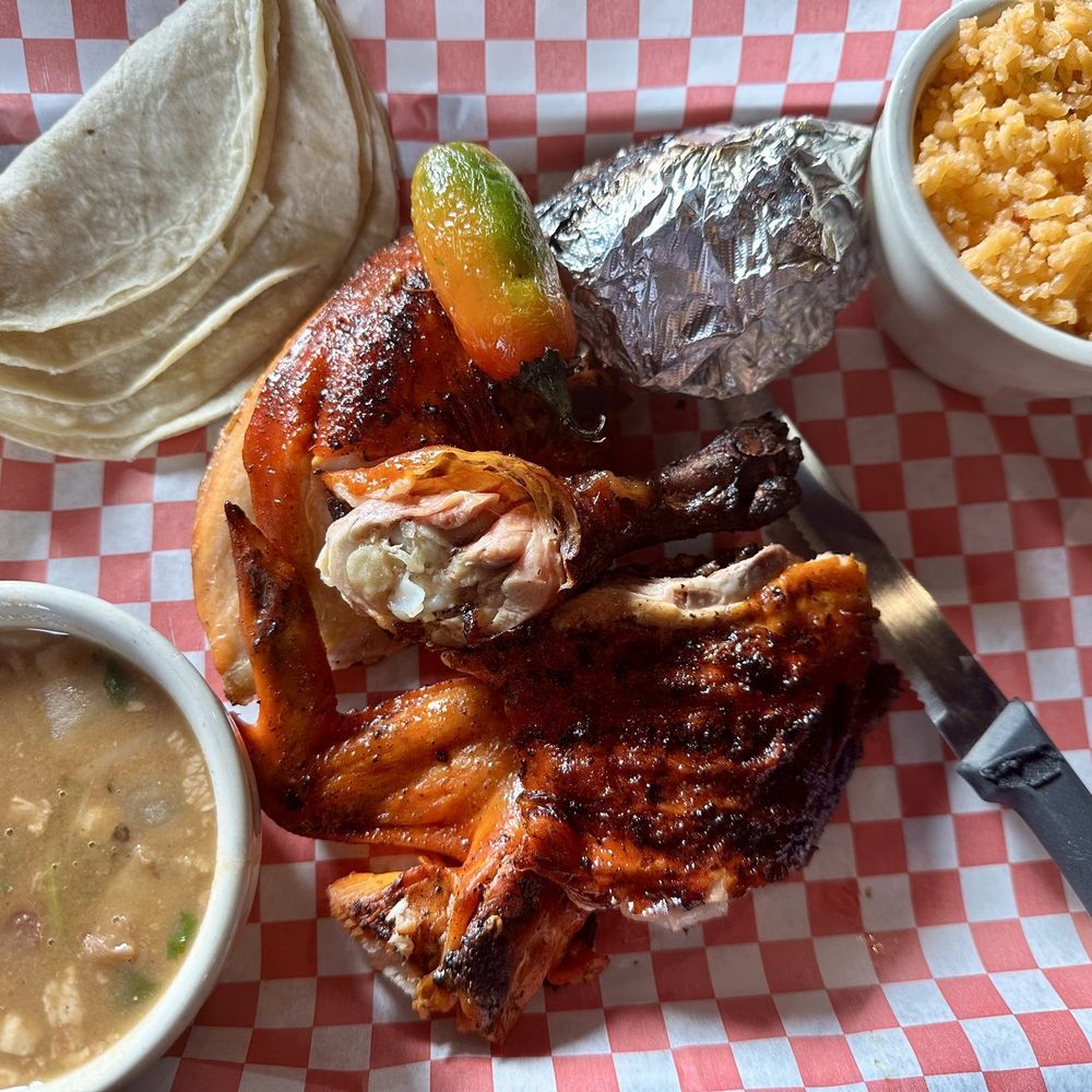 Pollos El Gallo - Half Chicken with rice & charro beans. - Chicken Shop Near Me - La Vernia, Texas Pollos El Gallo - Half Chicken with rice & charro beans. - Chicken Shop Near Me - La Vernia, Texas