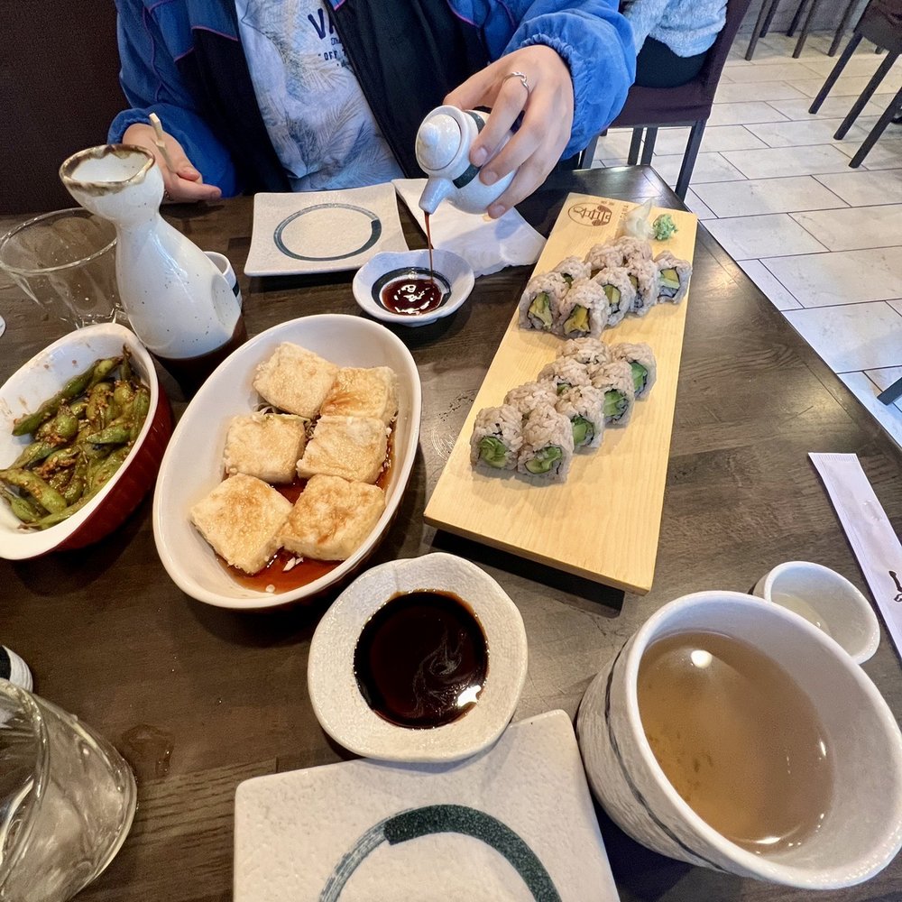 Hashi Gawa - Spicy garlic edamame (SO good), agedashi tofu, avocado roll, mango avocado roll - Japanese Near Me - Alameda, California Hashi Gawa - Spicy garlic edamame (SO good), agedashi tofu, avocado roll, mango avocado roll - Japanese Near Me - Alameda, California