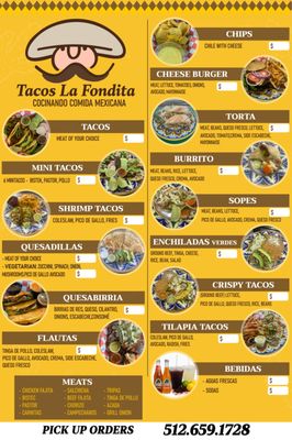 Menu photo 2 Tacos La Fondita Austin, TX