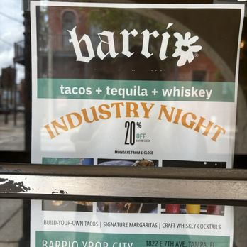 Barrio - specials menu - Whiskey Bars Near Me - Tampa, Florida