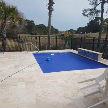 Able Pools and Spas - A Sea Isle with automatic cover and waterfall in St. James - Hot Tub & Pool Near Me - Wilmington, North Carolina