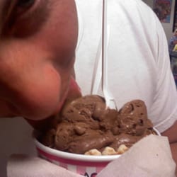 Maggie Moo's Ice Cream & Treatery - BIL getting his chocolate groove on!