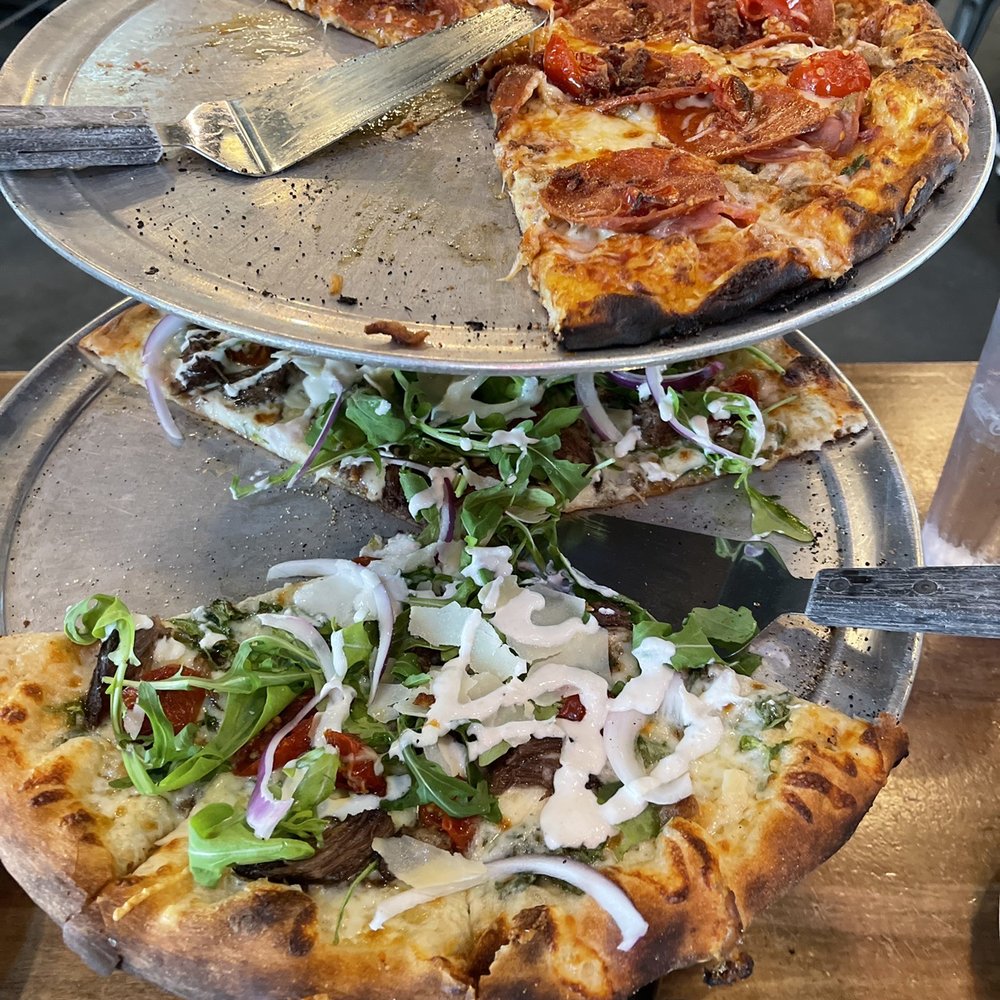 Slice Pizza & Brew - This Little Piggy (top) and The Lakeview (bottom) - Pizza Near Me - Birmingham, Alabama Slice Pizza & Brew - This Little Piggy (top) and The Lakeview (bottom) - Pizza Near Me - Birmingham, Alabama
