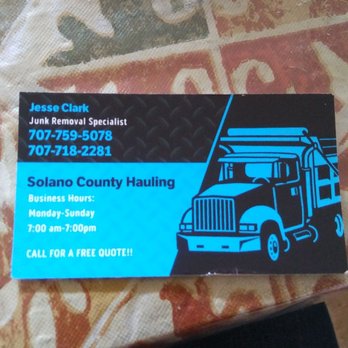 Solano County Hauling - Business card - Junk Removal & Hauling Near Me Solano County Hauling - Business card - Junk Removal & Hauling Near Me