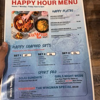 The Crawfish Hut - Happy Hour menu could be happier - Seafood Near Me - Burien, Washington The Crawfish Hut - Happy Hour menu could be happier - Seafood Near Me - Burien, Washington