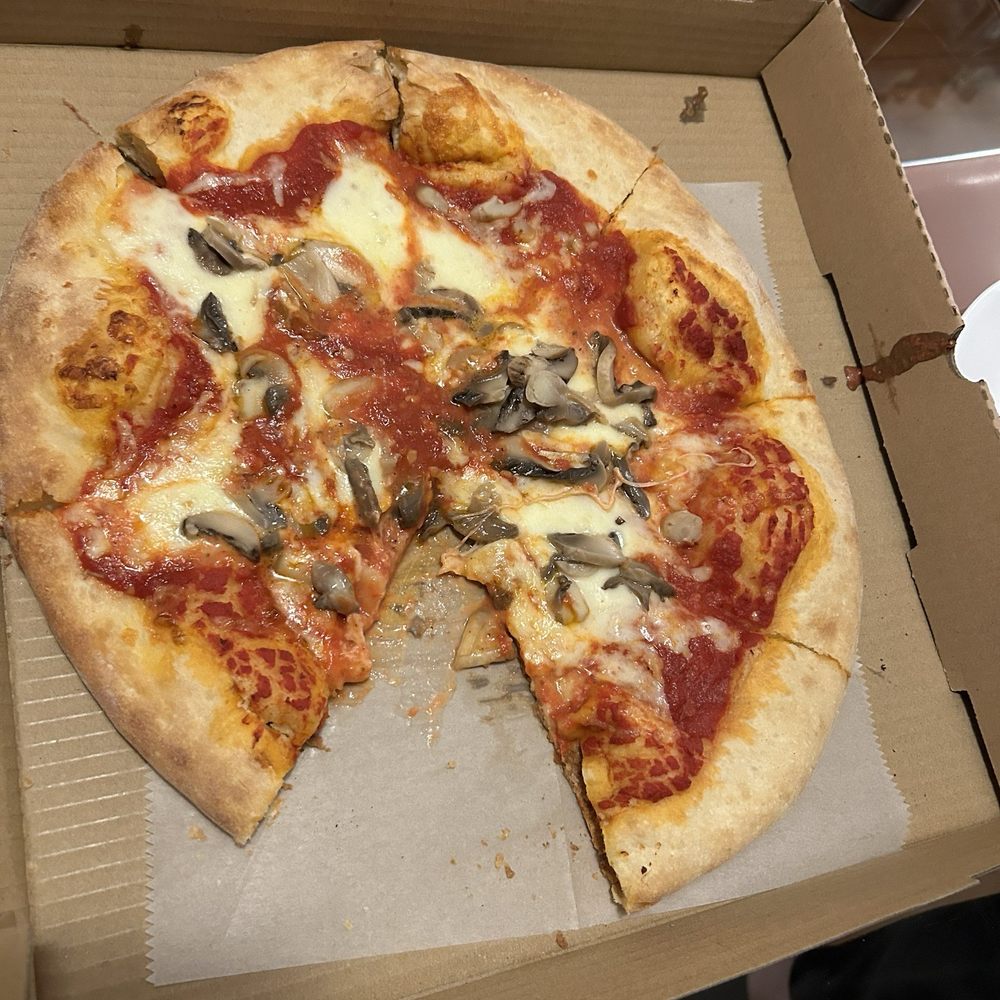 Castiglia's - Cheese and mushroom and way too much crust. Look at the center where some slices have 2" of toppings and nothing else. - Italian Near Me - Fredericksburg, Virginia Castiglia's - Cheese and mushroom and way too much crust. Look at the center where some slices have 2" of toppings and nothing else. - Italian Near Me - Fredericksburg, Virginia