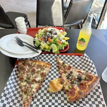 Savio’s Pizza - Greek Salad  & 2 slices - Italian Near Me - San Diego, California