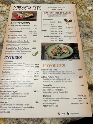 Menu photo 1 Mexico City Restaurant & Lounge Denver, CO Menu photo 1 Mexico City Restaurant & Lounge Denver, CO
