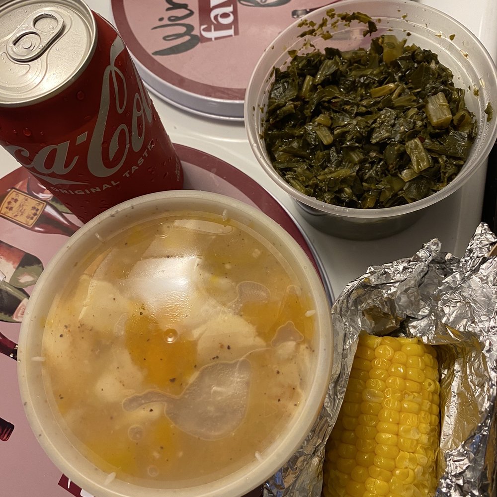 Smoke In The Pit - Greens, corn and greens, two peach cobblers with a soda - Barbeque Near Me - Minneapolis, Minnesota