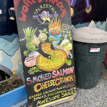 Talkeetna Tako - What's in the delicious smoked salmon cheese crunch! Favorite thing from the menu - Food Trucks Near Me