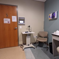 Inside one of the optometrist's examination rooms.