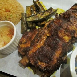 Mandi's Grill Grub - Salt and pepper rib with bagoong rice and grilled eggplant slices! YUMMMMMY!!!!