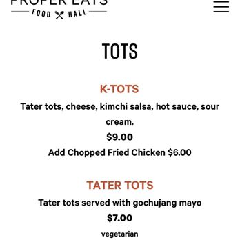 Proper Eats Food Hall - Tater tots - Food Court Near Me - Las Vegas, Nevada