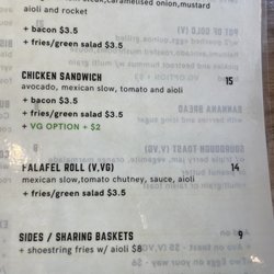 Basket Brothers - Sandwich menu