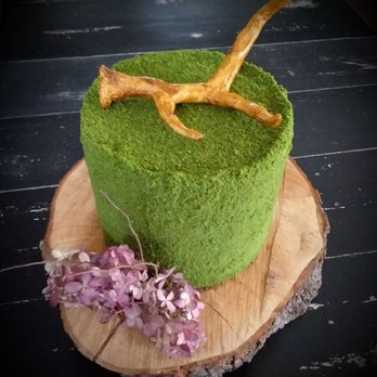 The Pastry Perlieu - a green cake with a branch on top - Bakeries Near Me The Pastry Perlieu - a green cake with a branch on top - Bakeries Near Me