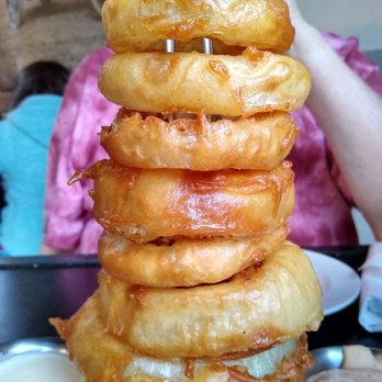 The Garage BBQ - Onion Ring Tower. - Barbeque Near Me - Scarborough, Maine The Garage BBQ - Onion Ring Tower. - Barbeque Near Me - Scarborough, Maine