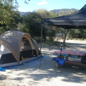 Dripping Springs Campground - You can't see them, but there's a large tree to our left, a grill to the right, and a large fire pit also to the right. - Campgrounds Near Me - Temecula, California Dripping Springs Campground - You can't see them, but there's a large tree to our left, a grill to the right, and a large fire pit also to the right. - Campgrounds Near Me - Temecula, California