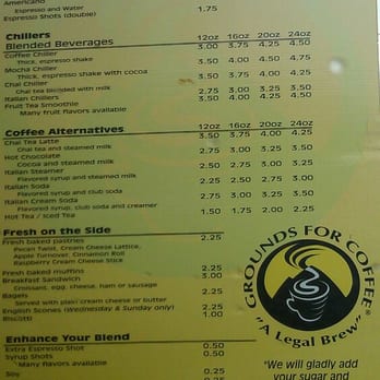 Grounds For Coffee - Drive thru menu board - Coffee & Tea Near Me - Layton, Utah