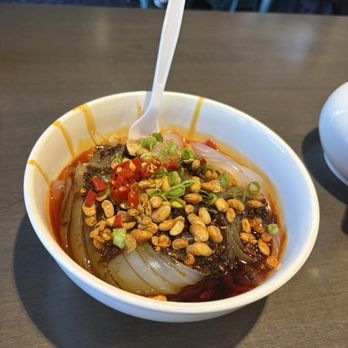 Chengdu Taste - mung bean jelly noodle in chili sauce - Szechuan Near Me - Alhambra, California Chengdu Taste - mung bean jelly noodle in chili sauce - Szechuan Near Me - Alhambra, California