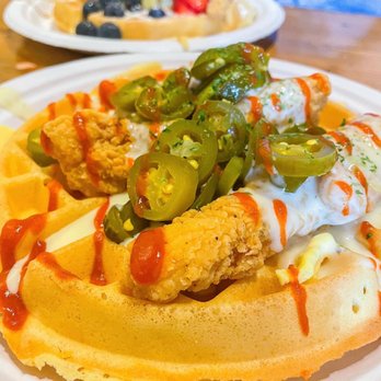 Capitol Waffle Shop - Spicy Chicken Breakfast Waffle - Waffles Near Me - Richmond, Virginia Capitol Waffle Shop - Spicy Chicken Breakfast Waffle - Waffles Near Me - Richmond, Virginia